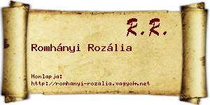 Romhányi Rozália névjegykártya